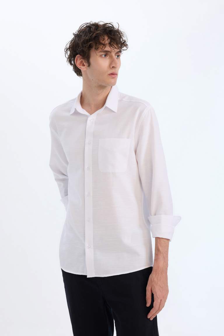 Modern Fit Polo Collar Long Sleeve Shirt