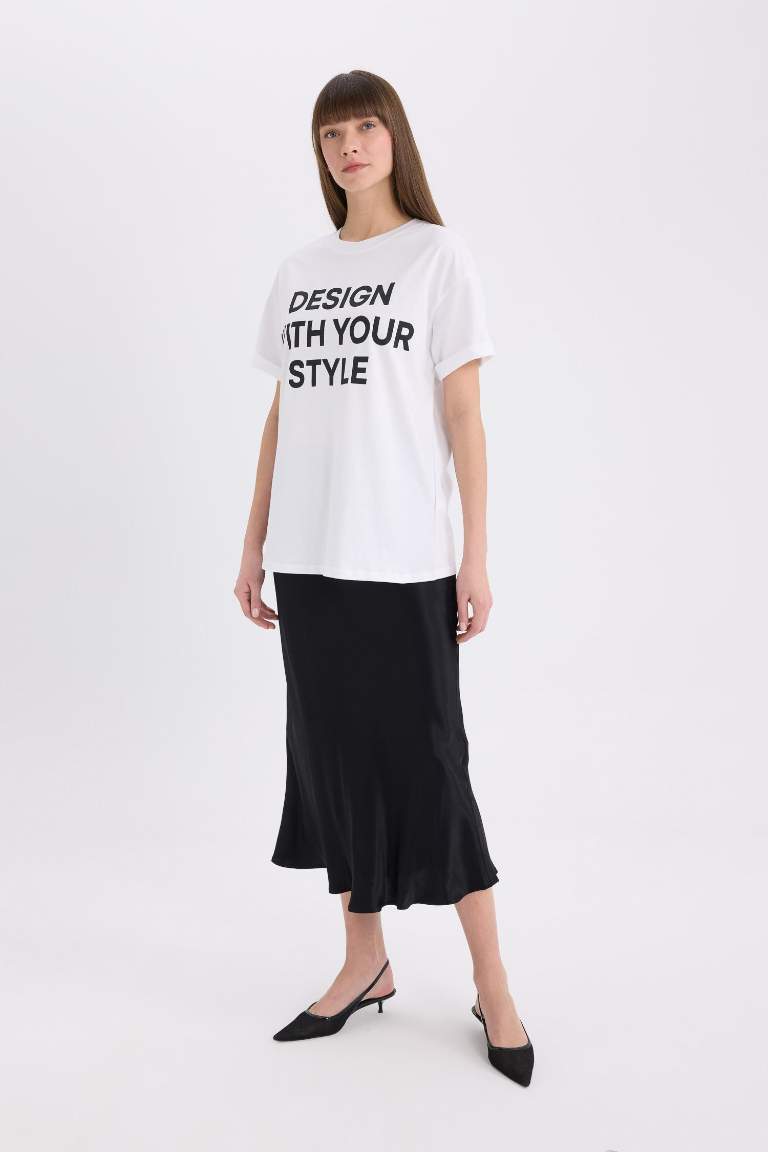 Oversize Fit Crew Neck Printed Casual T-Shirt