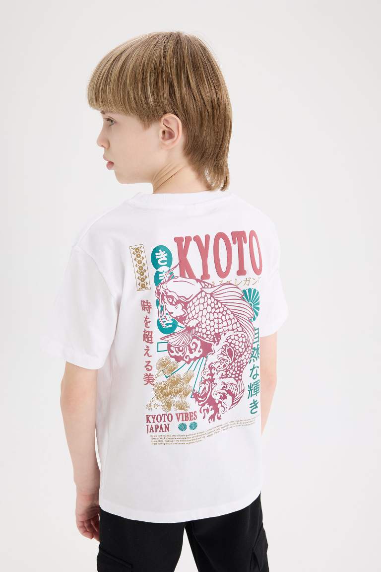 Boy Crew Neck Back Printed Short Sleeve T-Shirt