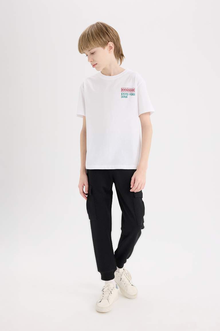 Boy Crew Neck Back Printed Short Sleeve T-Shirt