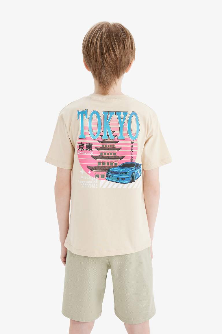 Boy Crew Neck Back Printed Short Sleeve T-Shirt