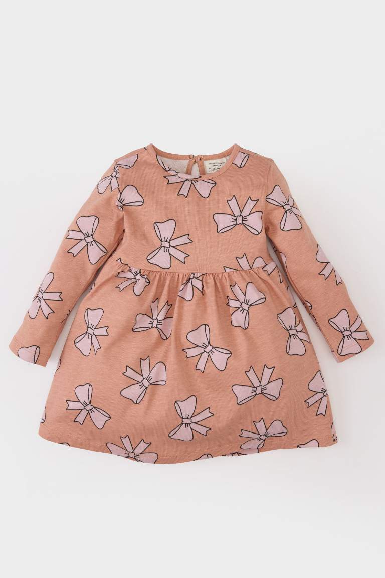 Robe longue à manches longues avec imprimé nœuds pour bébé fille