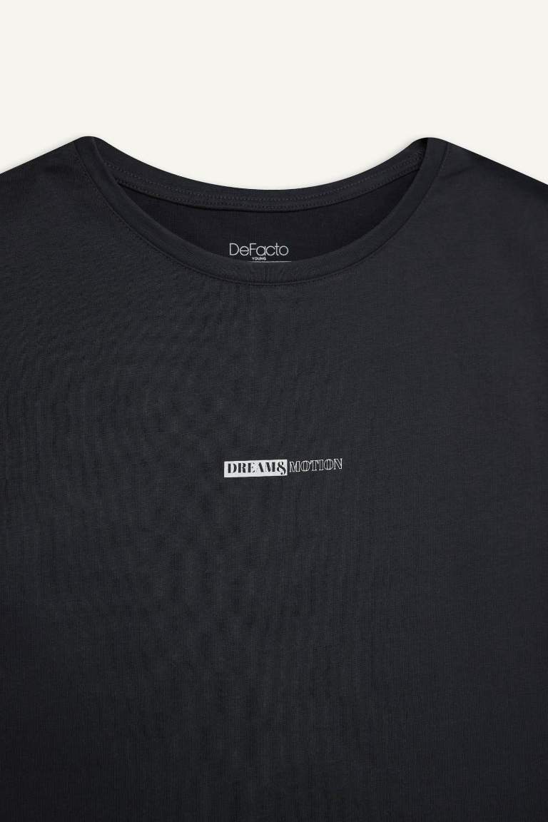 %100 Pamuk Regular Fit Baskılı Bisiklet Yaka Atlet