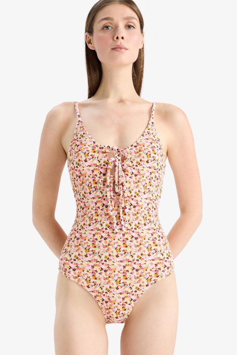 Regular Fit Çiçekli Bürümcük Askılı Mayo-Fall in Love