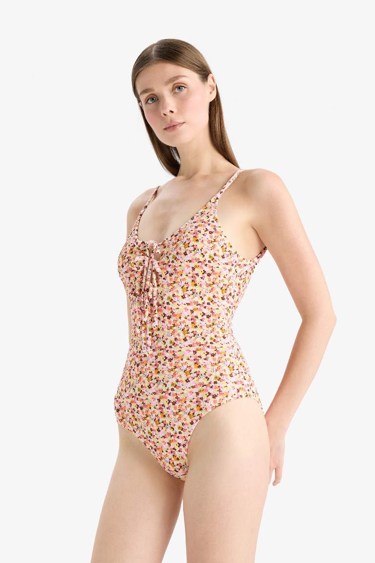 Regular Fit Çiçekli Bürümcük Askılı Mayo-Fall in Love