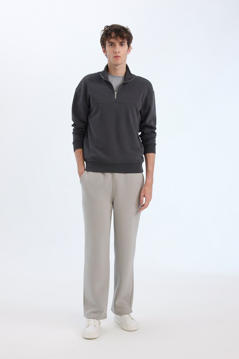 Sweatshirt Homme Rétro Américain - Col Montant, Demi-zippé, épais - Taille Grande