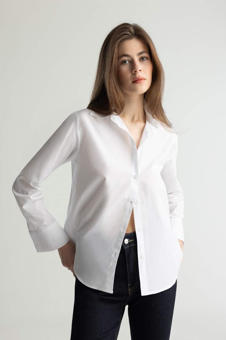 Regular Fit Basic Poplin рубашка с длинным рукавом, белая