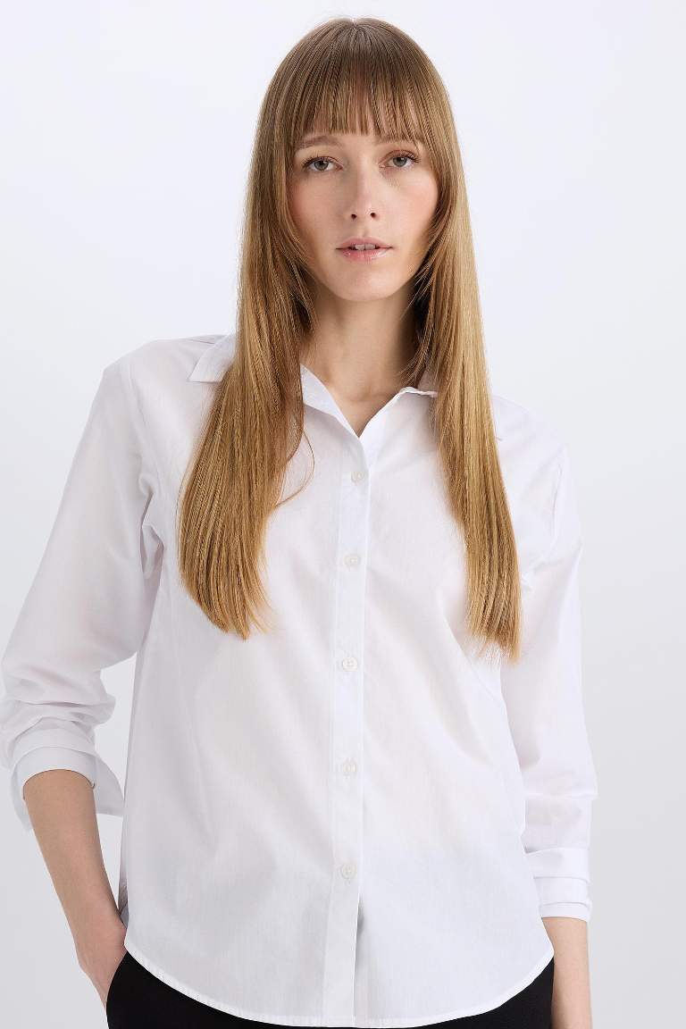 Regular Fit Basic Poplin рубашка с длинным рукавом, белая