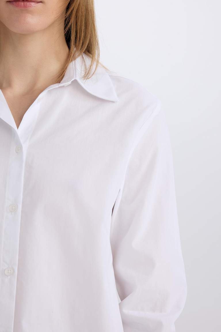 Regular Fit Basic Poplin Long Sleeve White Shirt