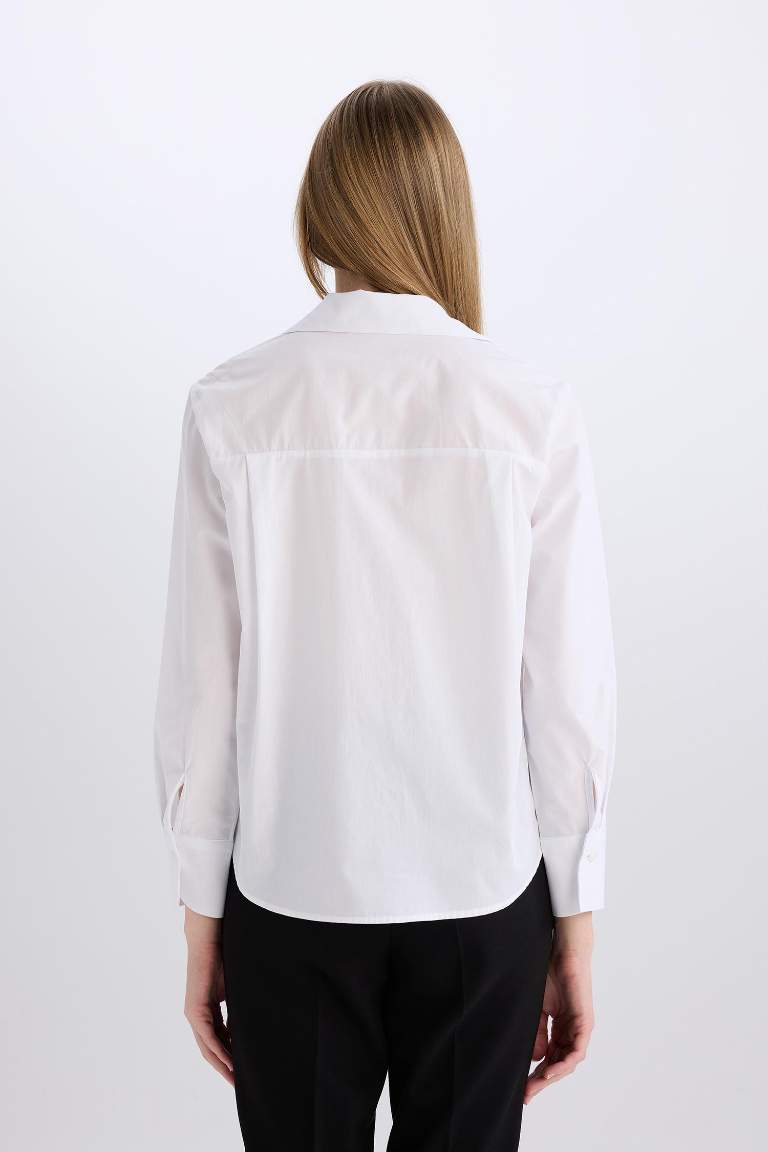 Regular Fit Basic Poplin Long Sleeve White Shirt