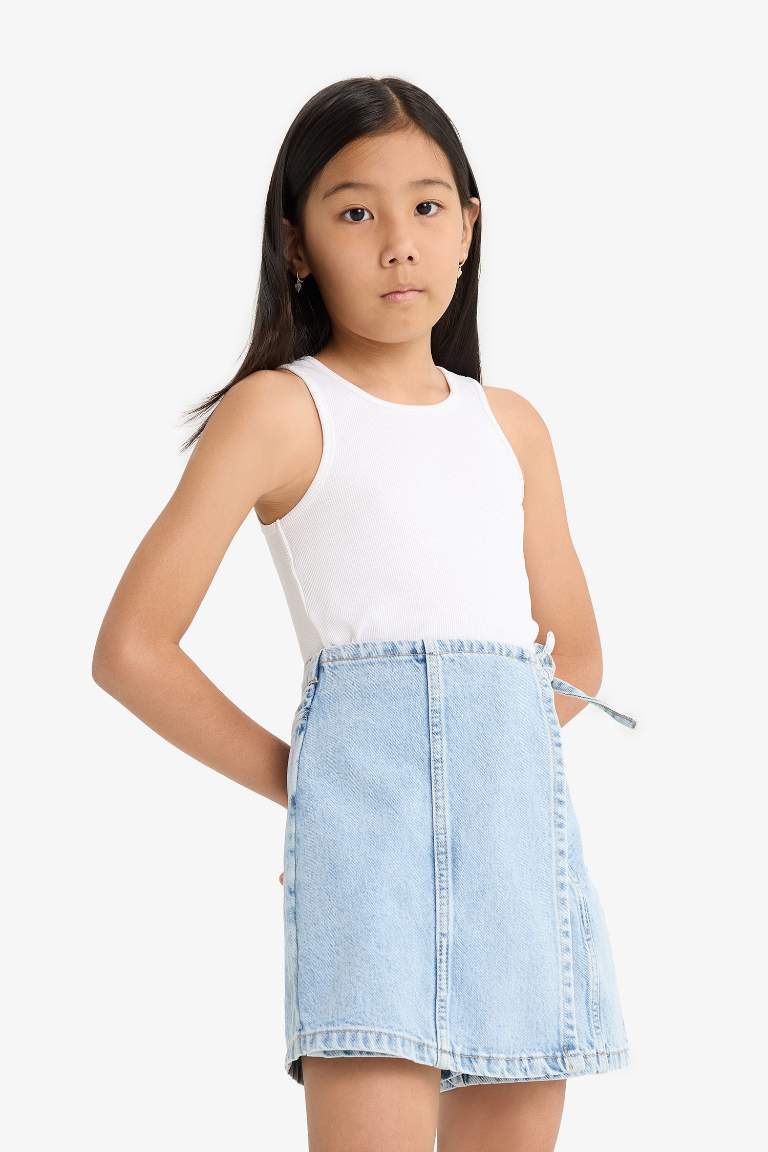 Girl Cotton Denim Skort