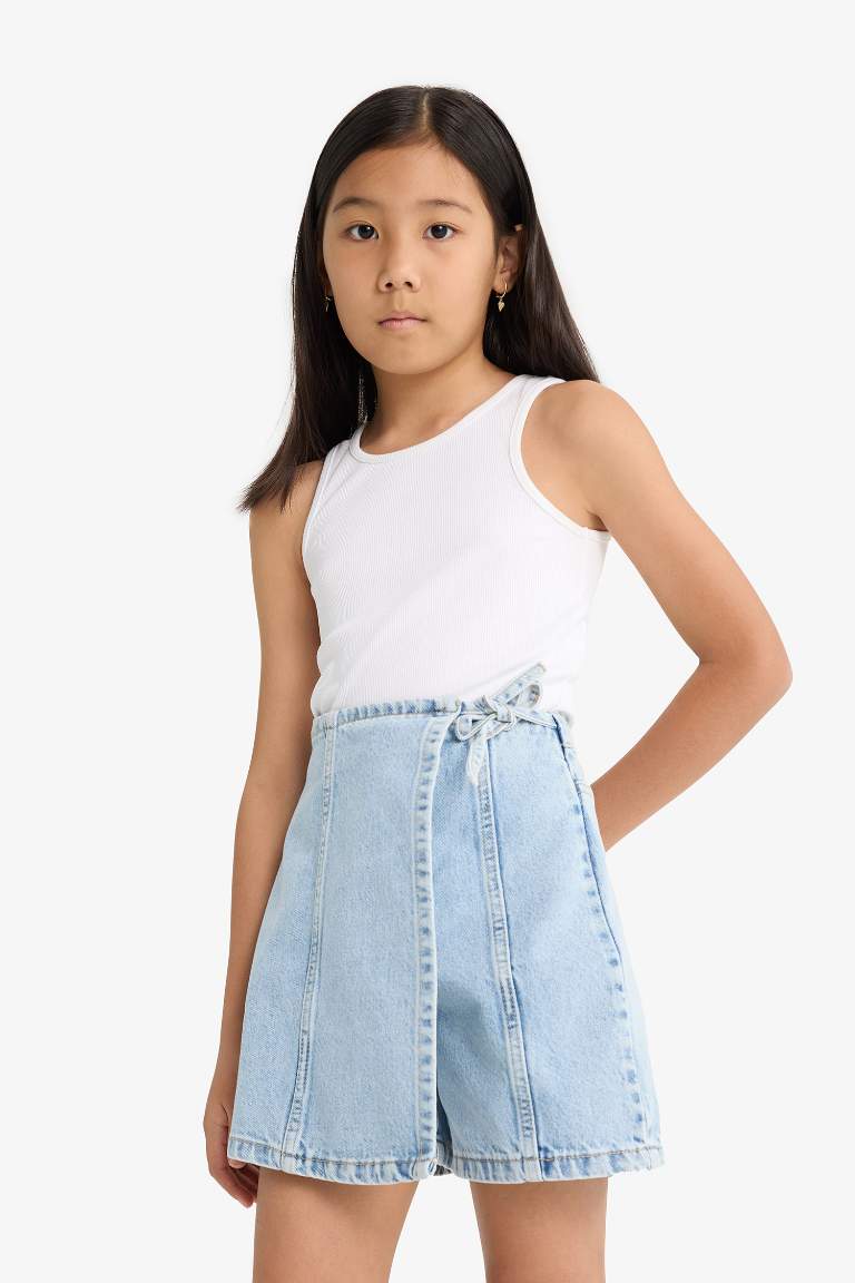 Girl Cotton Denim Skort