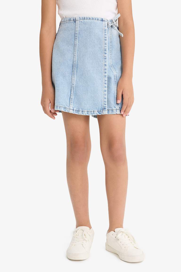 Girl Cotton Denim Skort