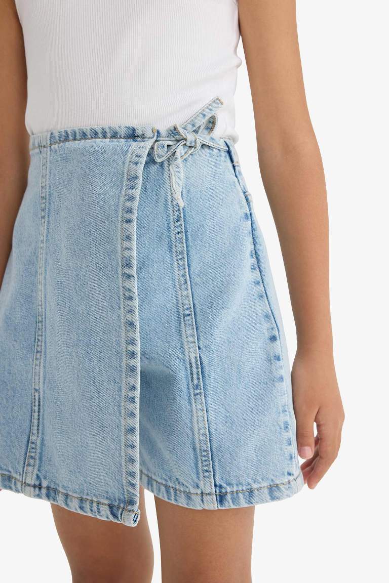 Girl Cotton Denim Skort