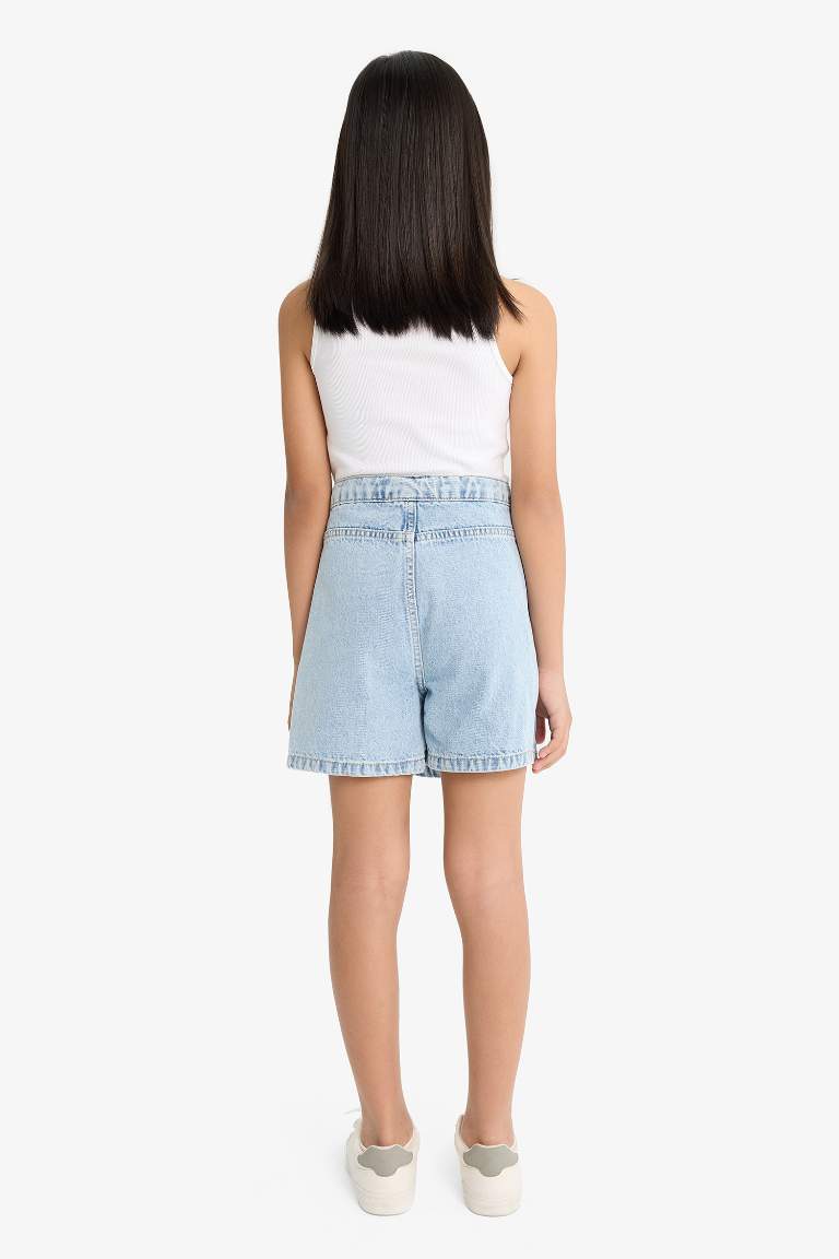 Girl Cotton Denim Skort