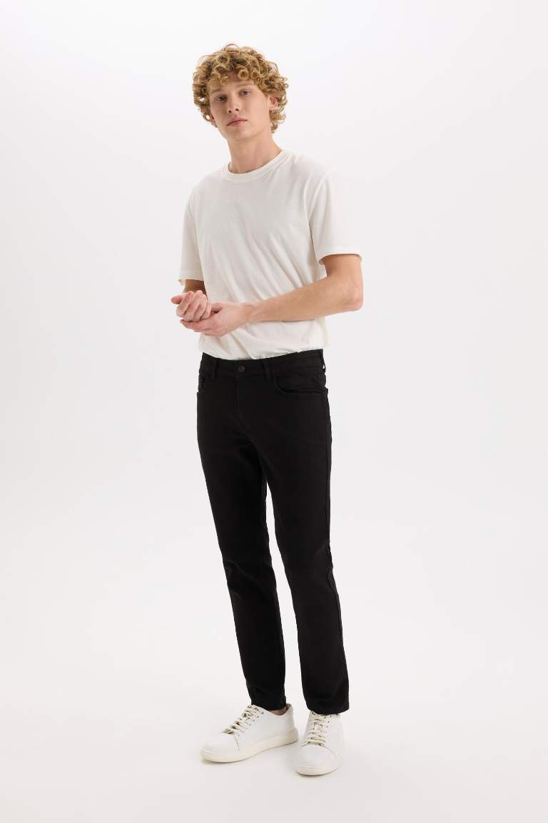 Pedro Slim Fit Dar Kalıp Normal Bel Dar Paça Siyah Jean Pantolon