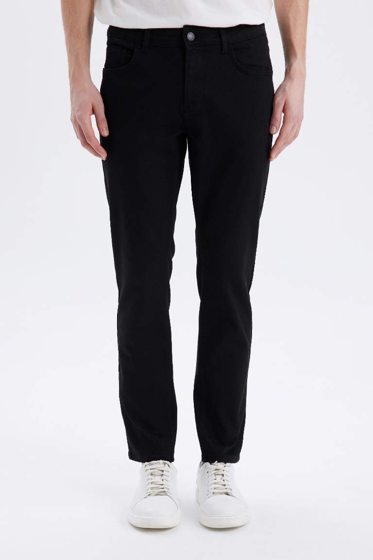 Pedro Slim Fit Dar Kalıp Normal Bel Dar Paça Siyah Jean Pantolon