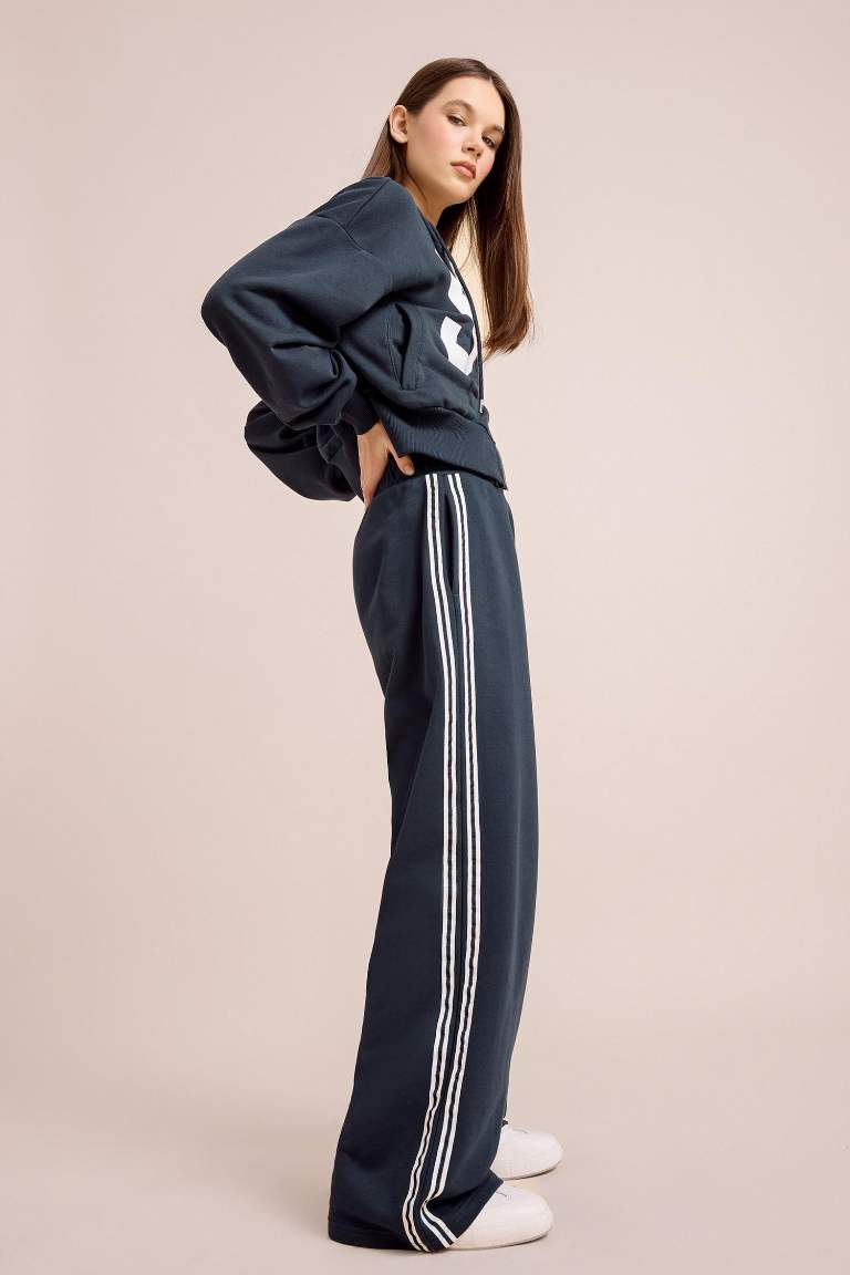 Coool Wide Leg Eşofman Altı Basic Düz Beli Lastikli Geniş Bol Paça