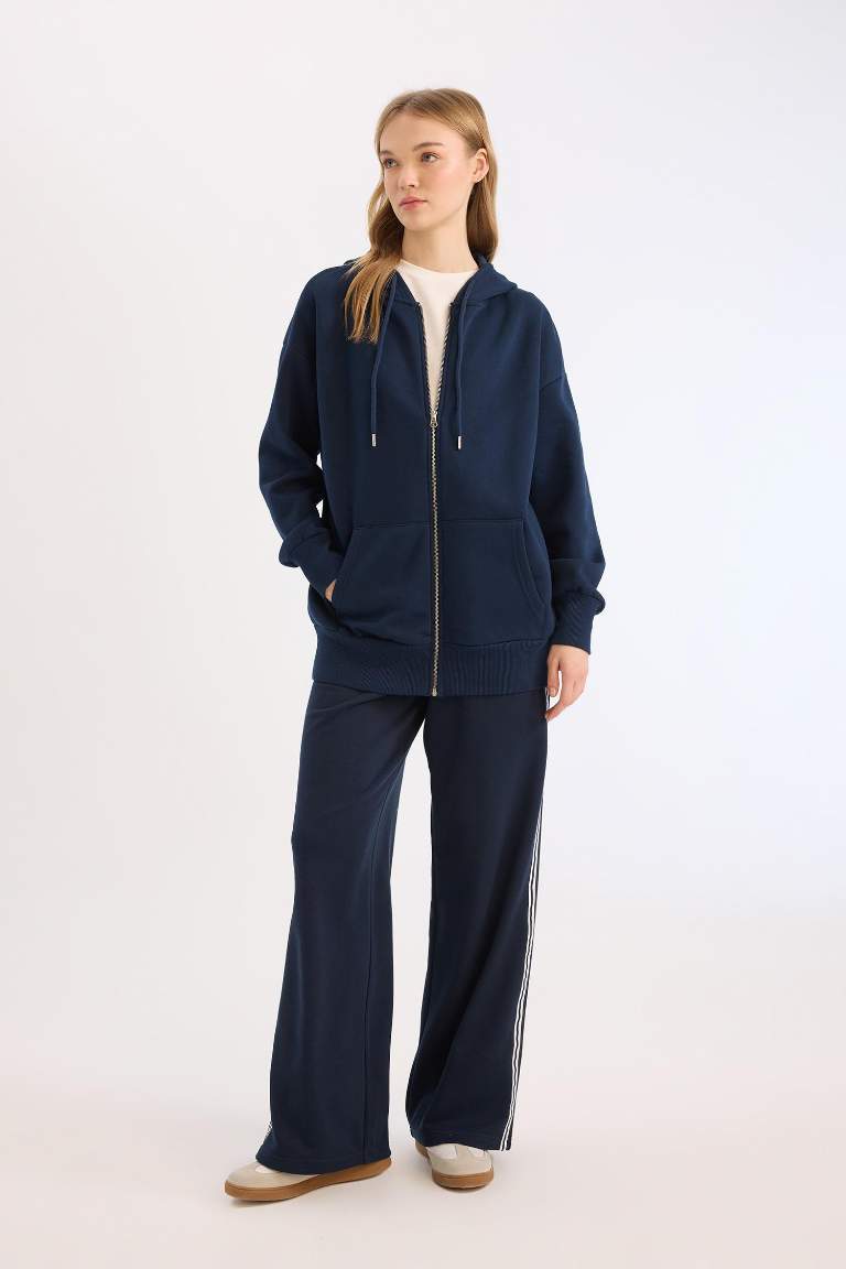 Wide Leg Thick Sweatshirt Fabric Trousers