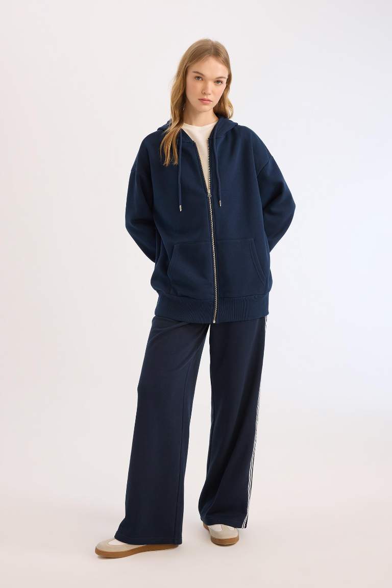 Wide Leg Thick Sweatshirt Fabric Trousers