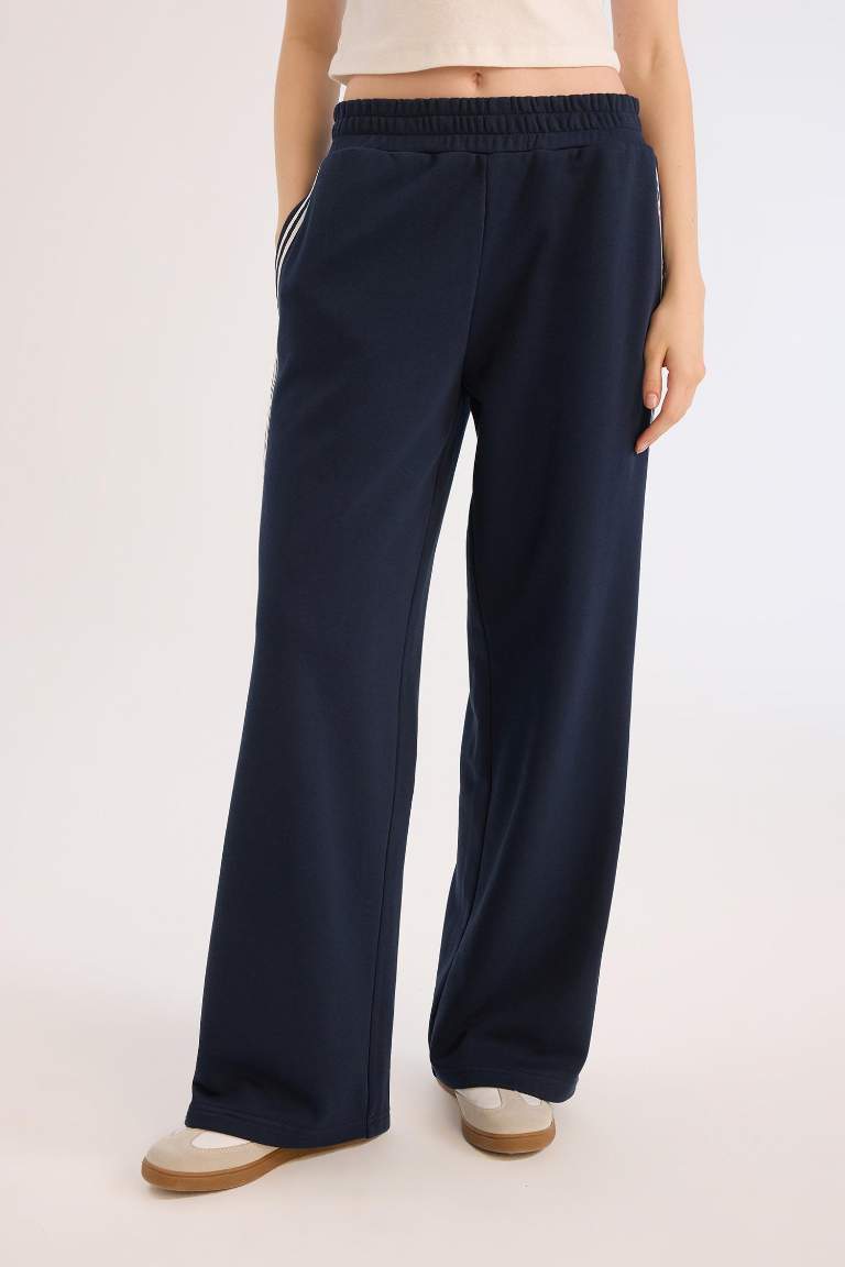 Wide Leg Thick Sweatshirt Fabric Trousers