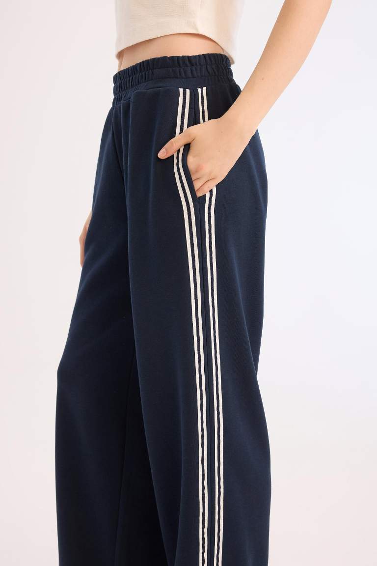 Wide Leg Thick Sweatshirt Fabric Trousers