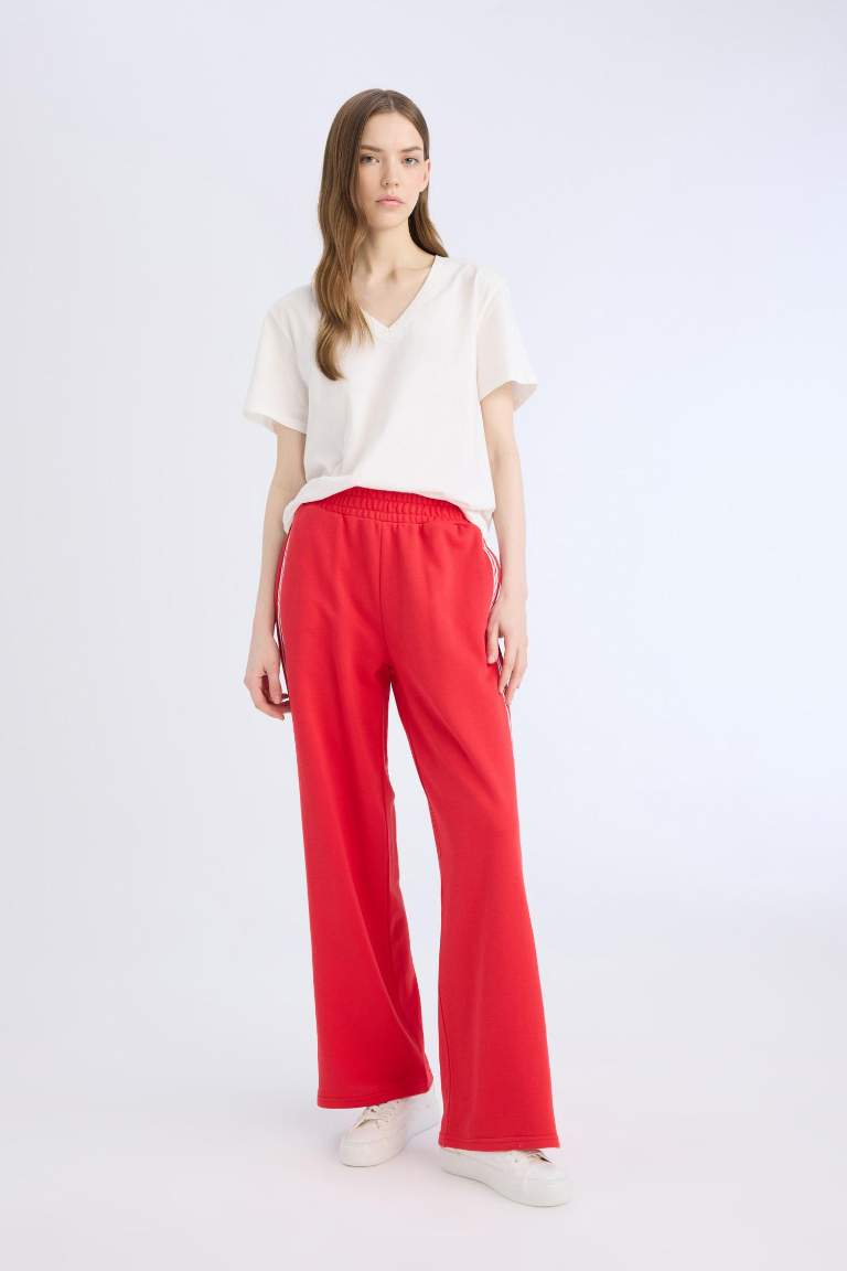 Basic Straight Waist Elastic Wide Leg Sweatpants