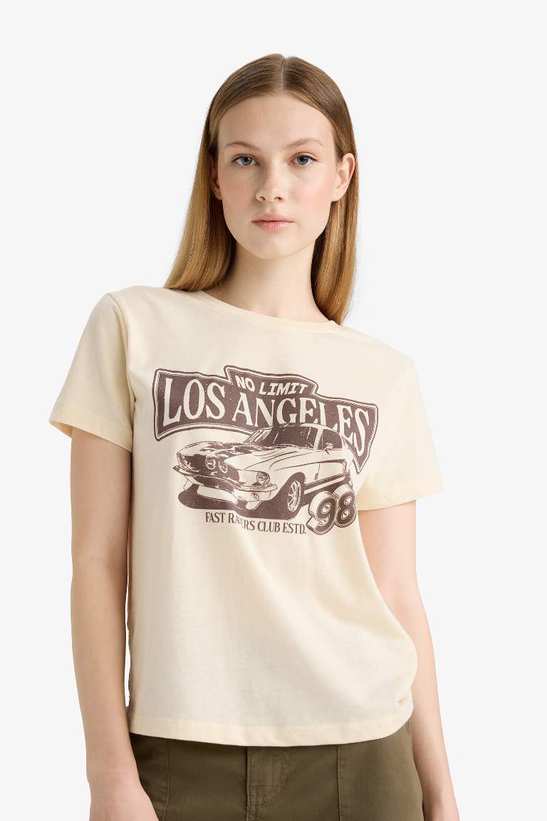 Regular Fit Crew Neck Printed Short Sleeve T-Shirt