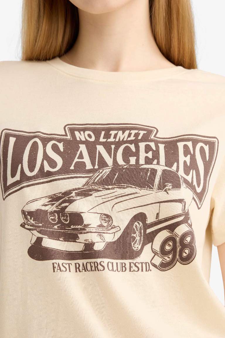 Regular Fit Crew Neck Printed Short Sleeve T-Shirt
