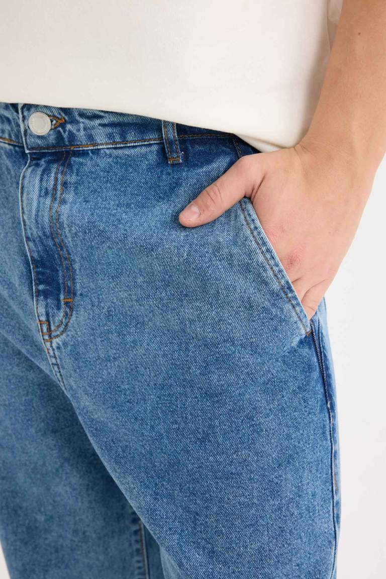 Pantalon Jean droit à taille normale Coupe décontractée