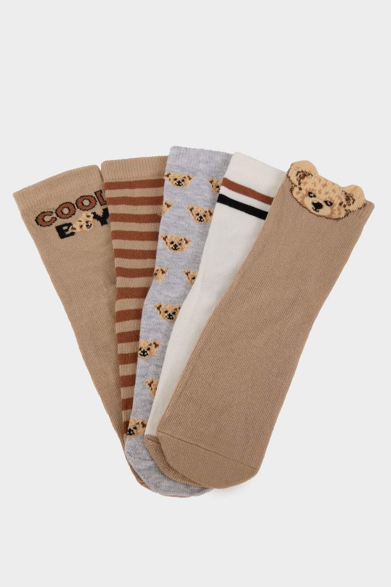 Boy 5 Piece Cotton Long Socks