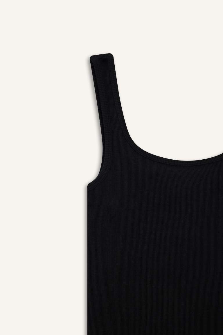 Slim Fit Dar Kesim Basic Düz Yuvarlak Yaka Fitilli Kaşkorse Atlet