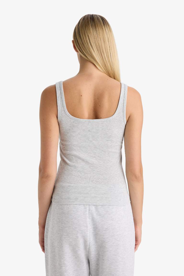 Slim Fit Dar Kesim Basic Düz Yuvarlak Yaka Fitilli Kaşkorse Atlet