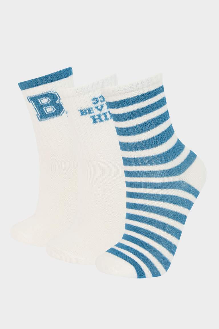 Lot de 3 paires de chaussettes longues en coton avec bande élastique confortable pour garçon