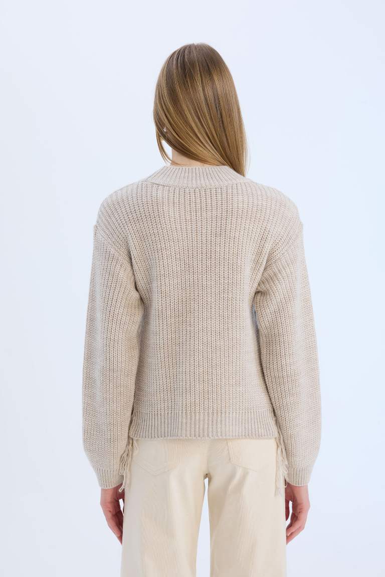 Pull en tricot à col demi-haut en tissu selanik Coupe relax