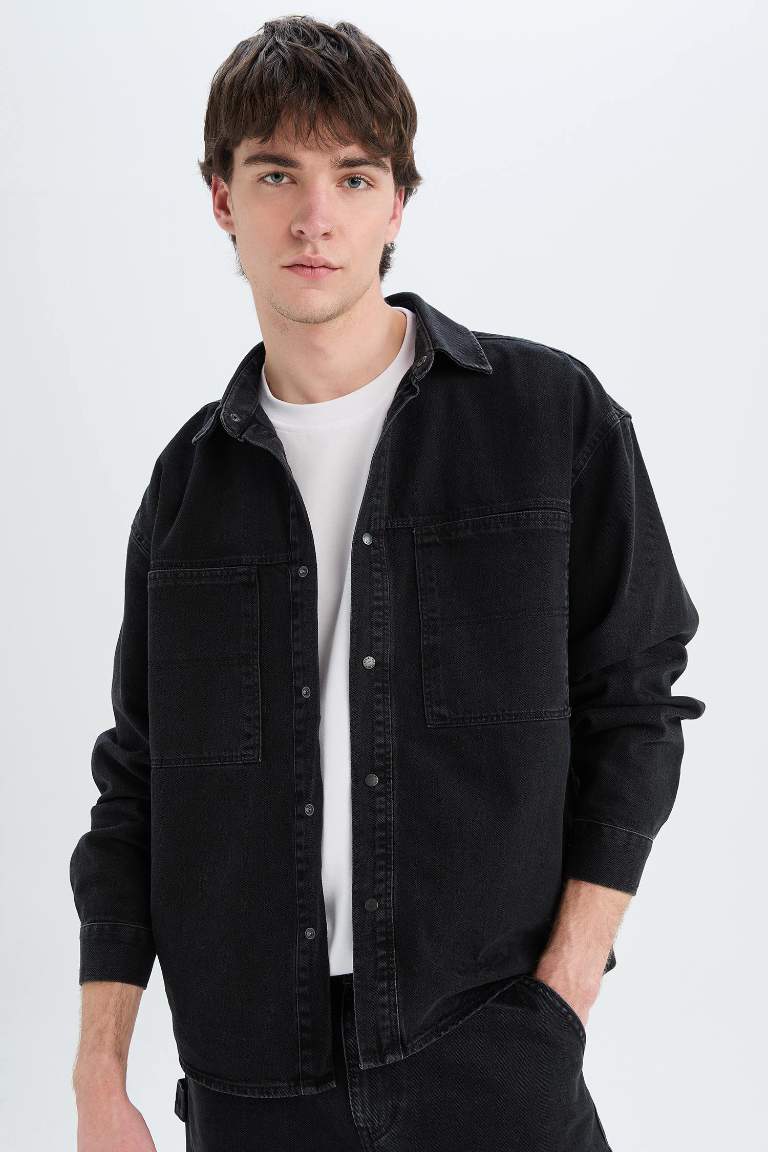 Oversize Fit Long Sleeve Jean Shirt