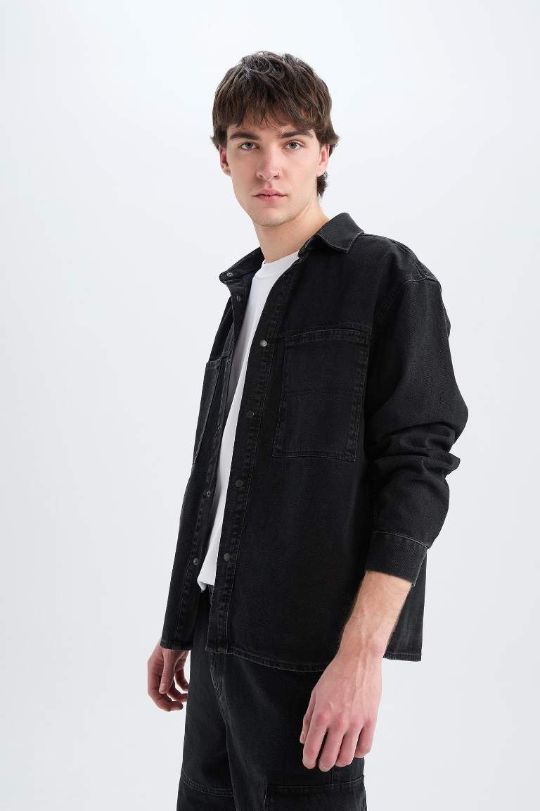 Oversize Fit Long Sleeve Jean Shirt