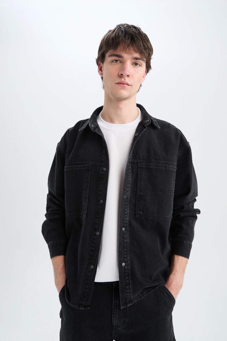 Oversize Fit Long Sleeve Jean Shirt