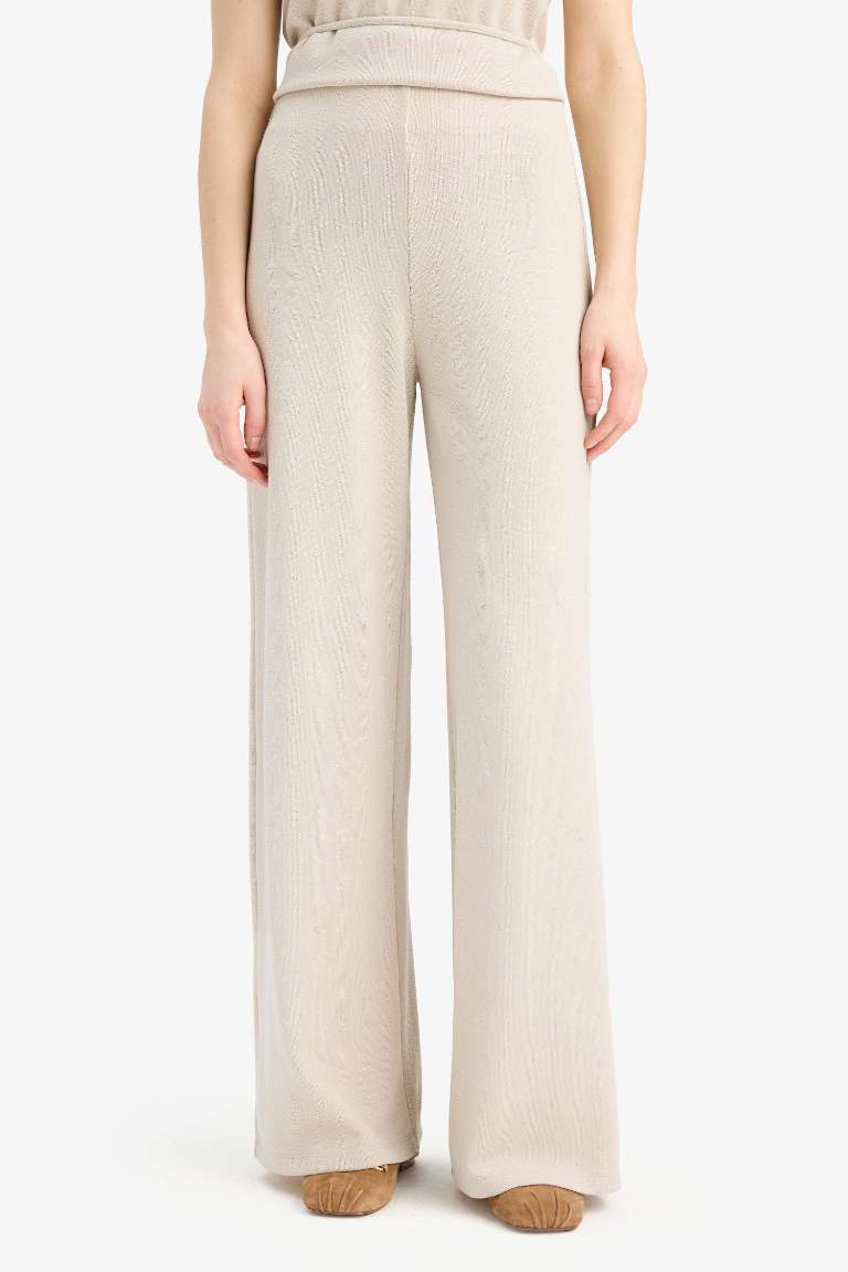 Wide Leg Geniş Paça Basic Düz Pike Pantolon