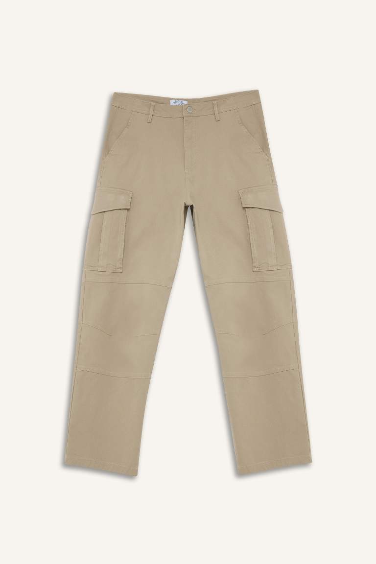 Wide Leg Bol Rahat Kesim Kargo Cepli Geniş Paça Gabardin Pantolon