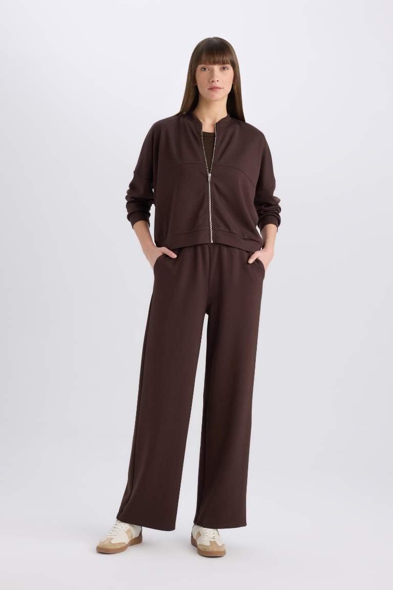 Basic Elastic Waist Wide Leg Sweatpants