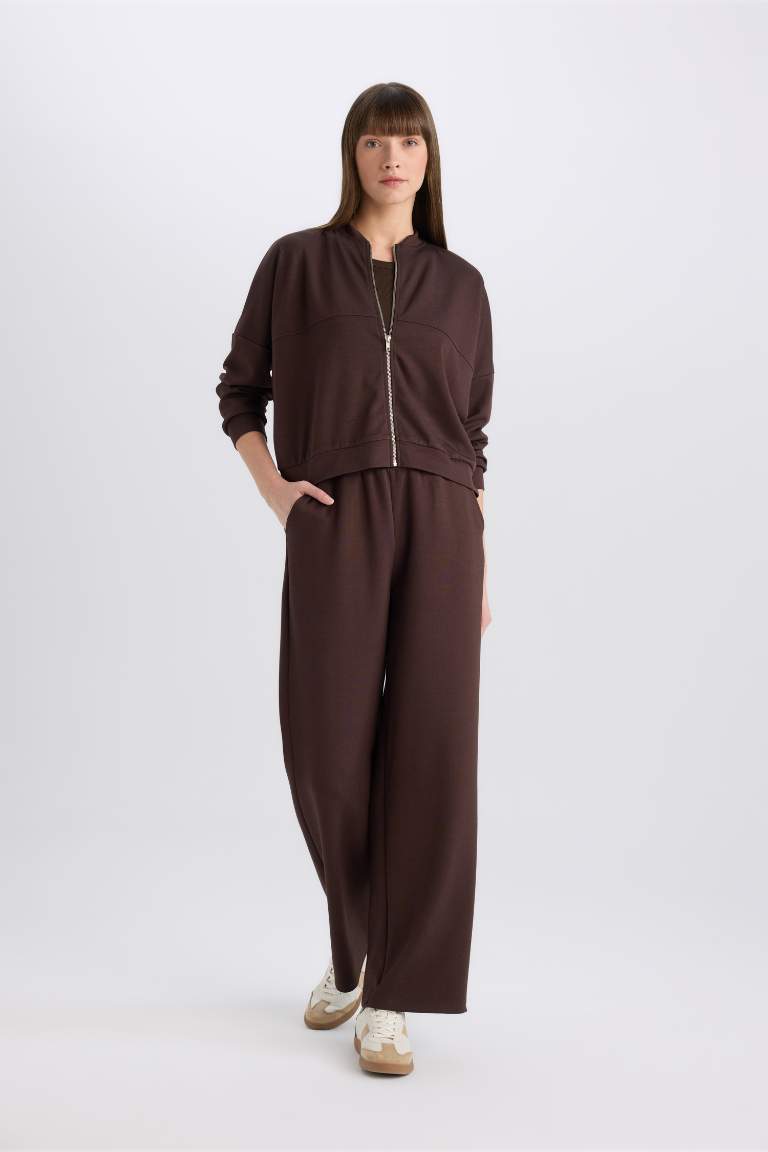 Basic Elastic Waist Wide Leg Sweatpants