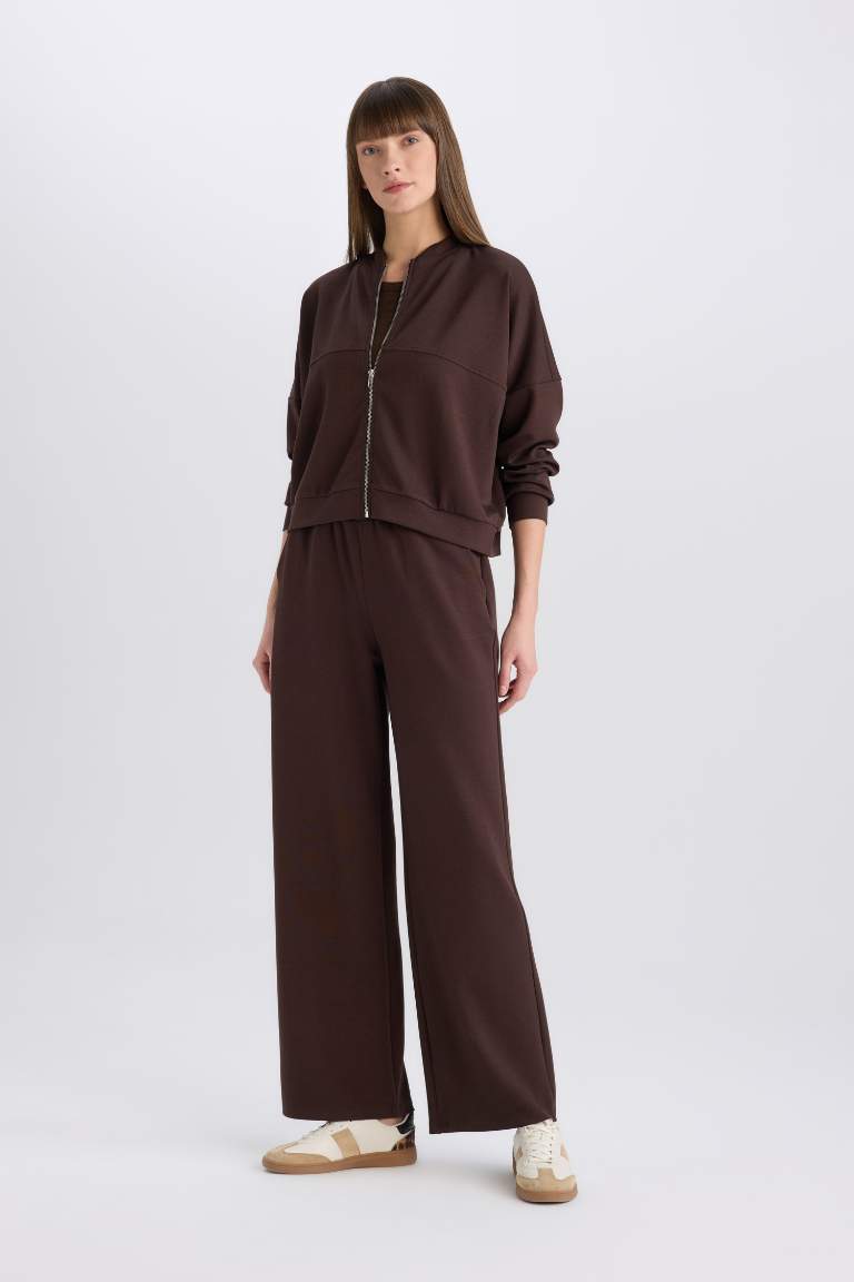 Basic Elastic Waist Wide Leg Sweatpants