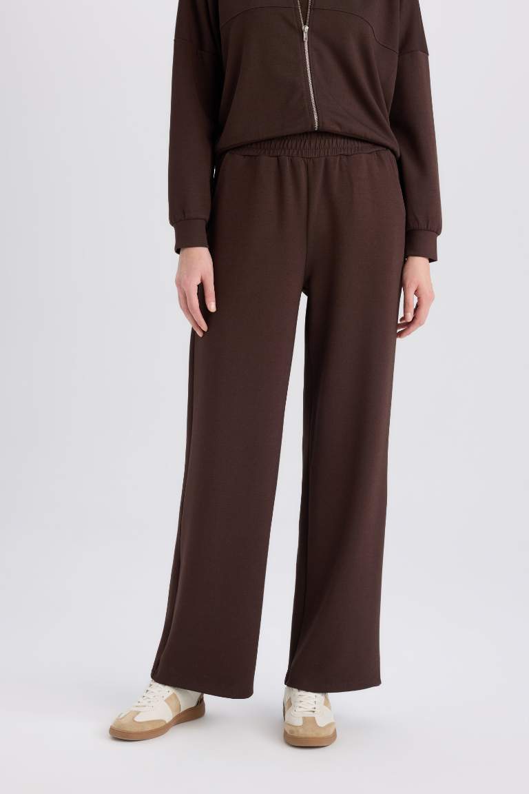 Basic Elastic Waist Wide Leg Sweatpants