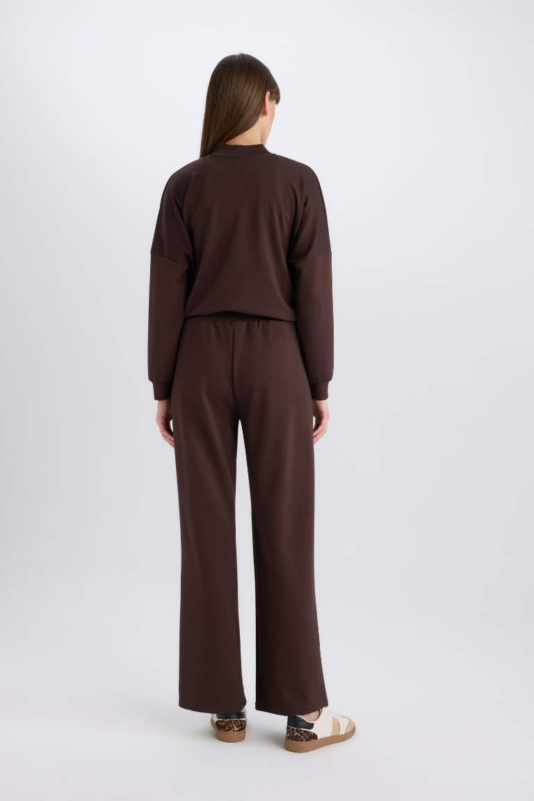 Basic Elastic Waist Wide Leg Sweatpants