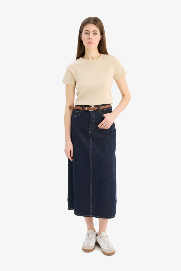 Long Fit Soft Jeans Standart Skirt