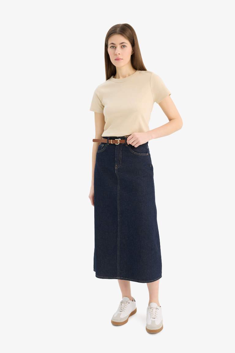 Long Fit Soft Jeans Standart Skirt