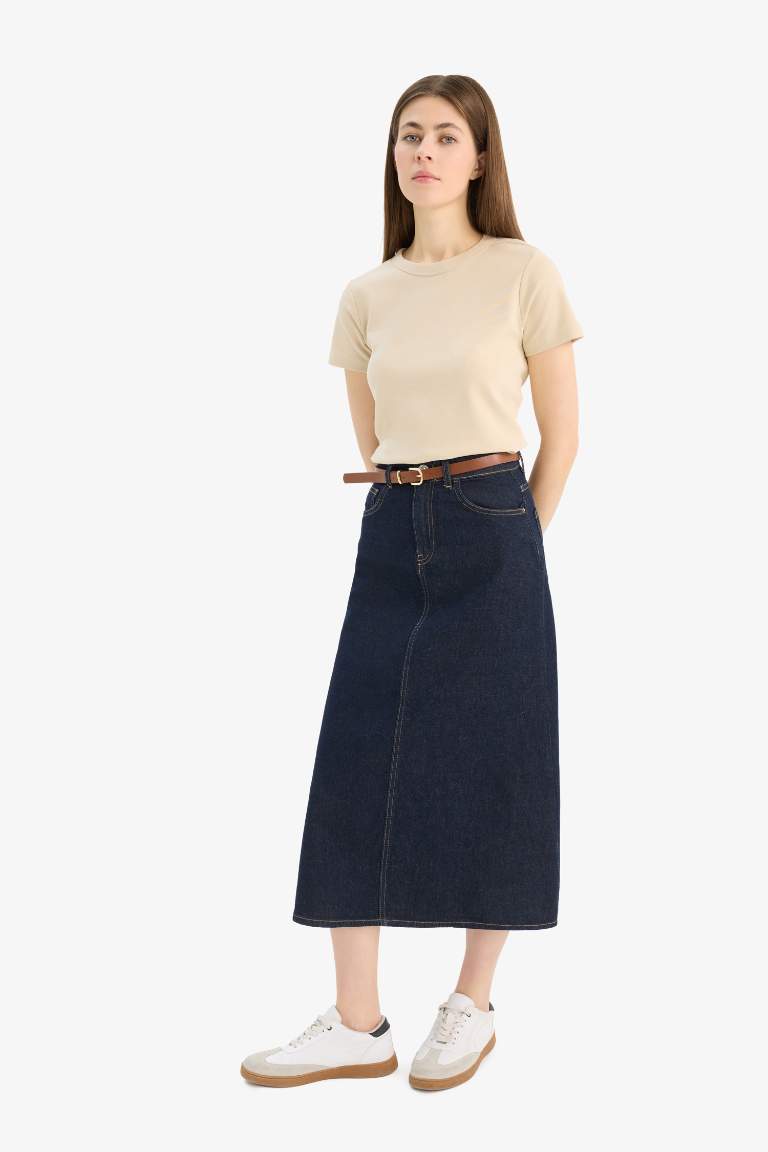 Long Fit Soft Jeans Standart Skirt