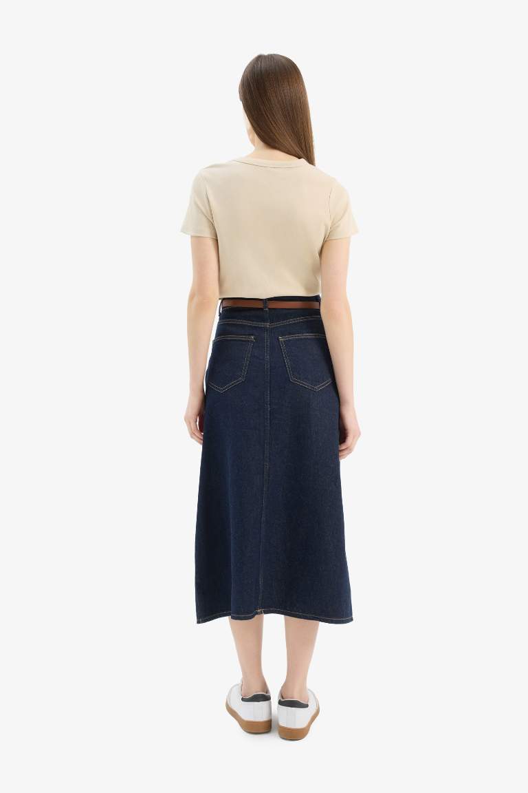 Long Fit Soft Jeans Standart Skirt