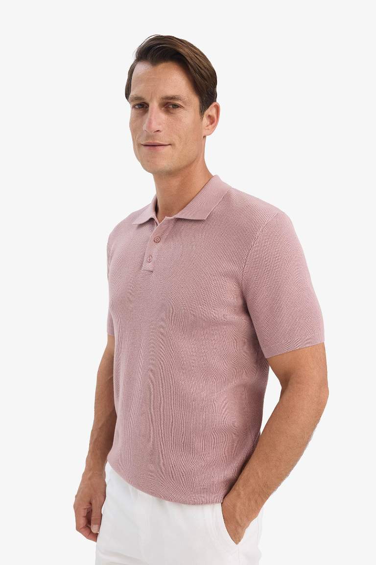 %100 Pamuk Standart Fit Kısa Kollu Triko Polo Tişört